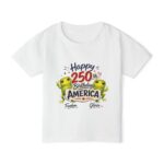 Toddler T-Shirt — "Happy 250th Birthday America" Patriotic Frog Kids Tee